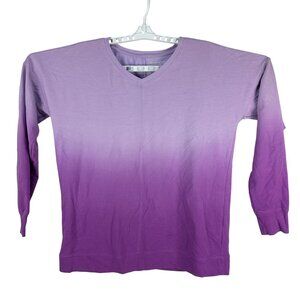 Tek Gear Purple Ombre Long Sleeve V Neck Shirt Womens Small Lightweight Stretchy